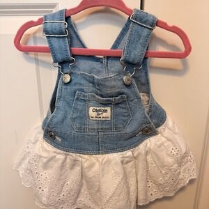 OshKosh B'Gosh Baby Girls' Denim Eyelet Jumper Dress, 3 Months, Spring Style